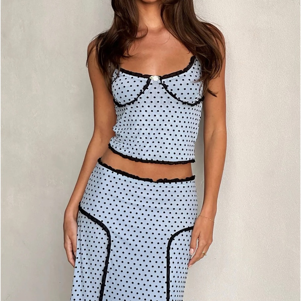 Tiger Must Set Maxi Skirt XS and Top S polka dot